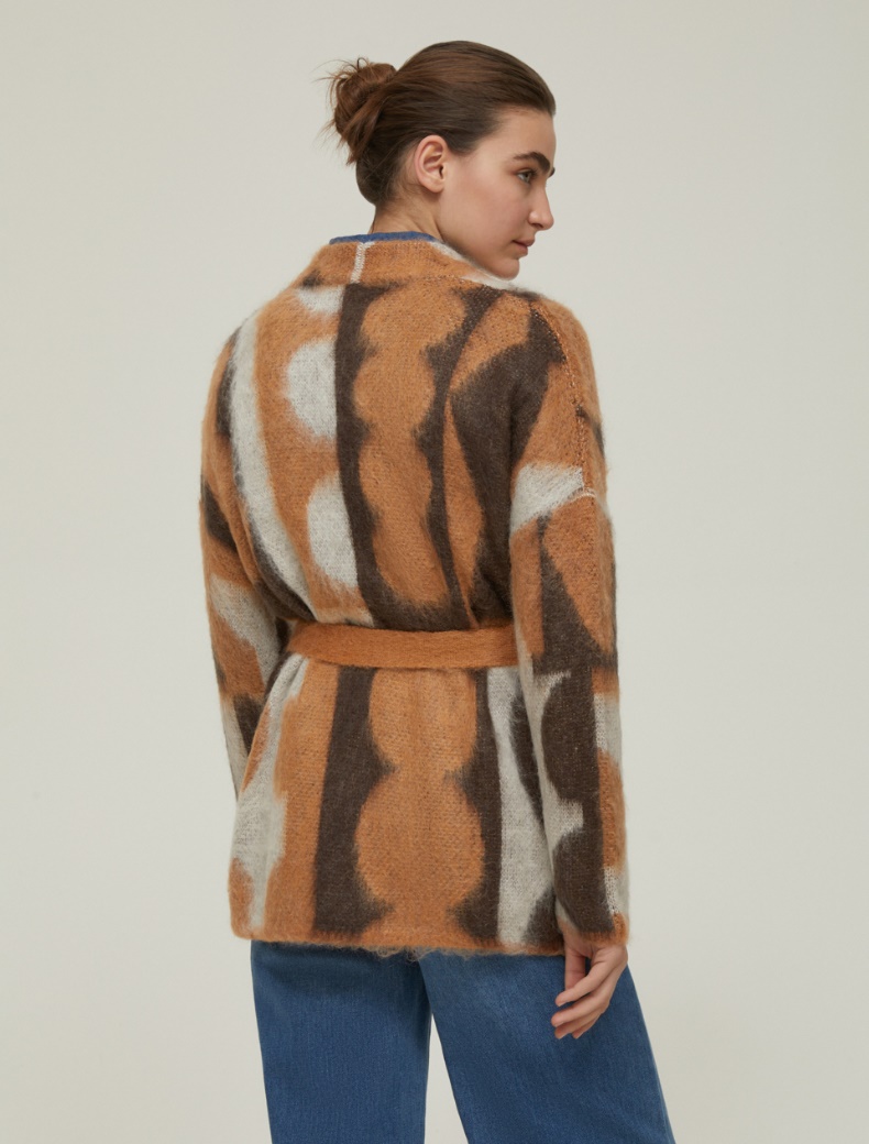 Jacquard mohair cardigan - CAMEL - pennyblack