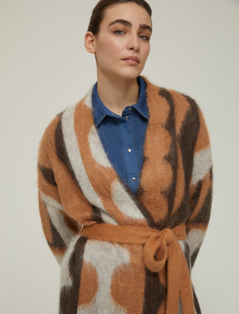 Jacquard mohair cardigan - CAMEL - pennyblack