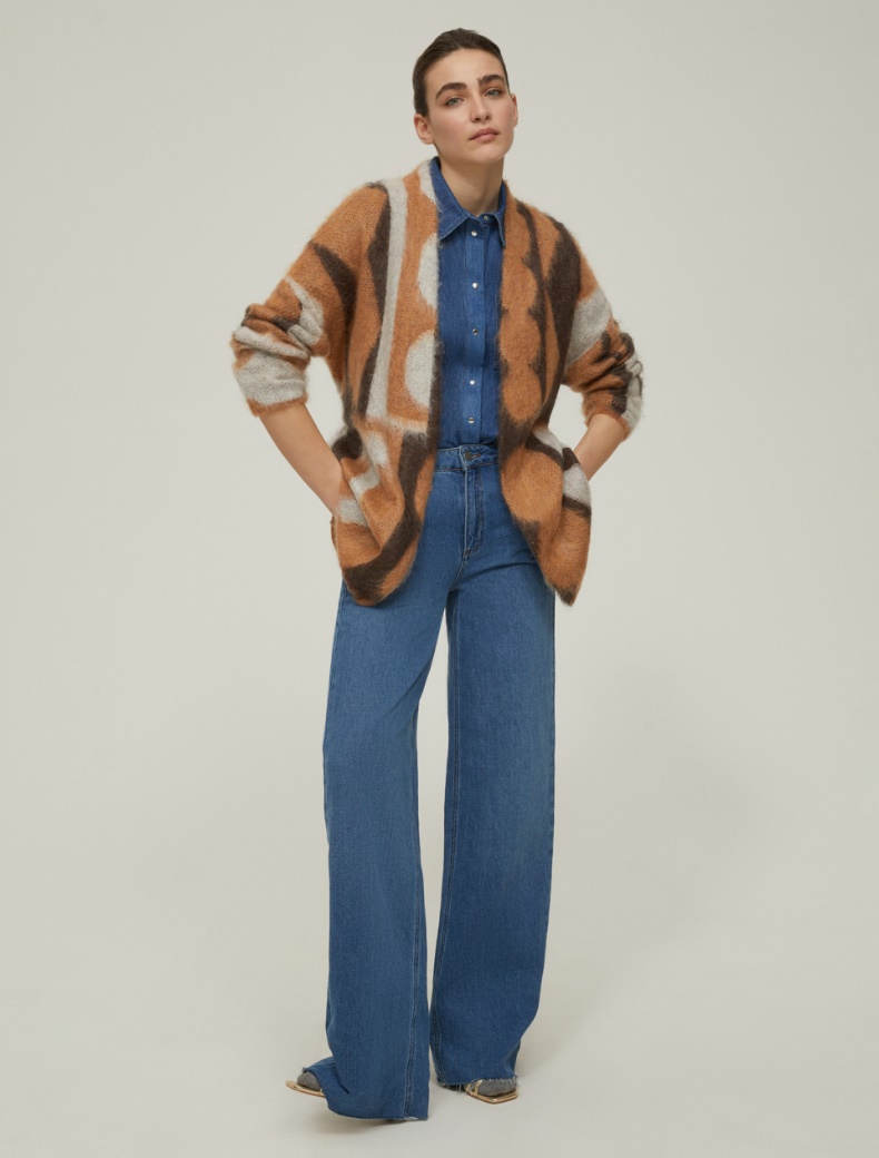 Jacquard mohair cardigan - CAMEL - pennyblack