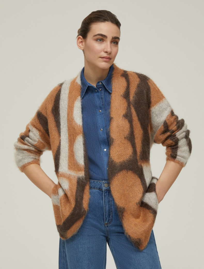 Jacquard mohair cardigan - CAMEL - pennyblack