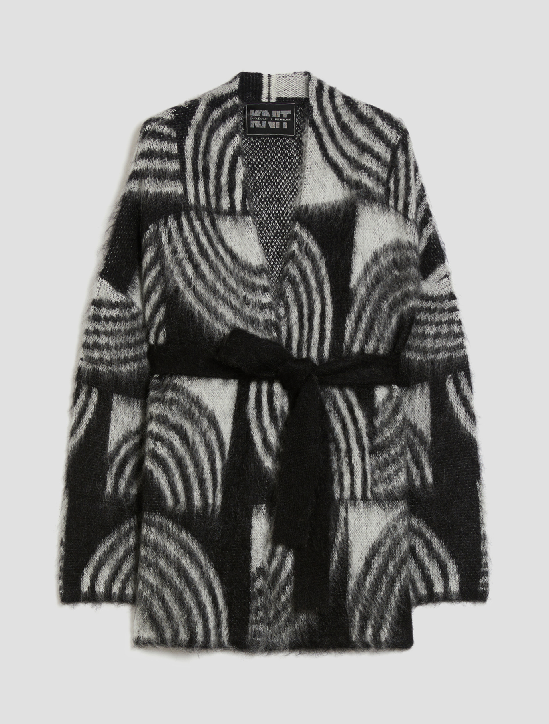 Jacquard mohair cardigan - BLACK - pennyblack