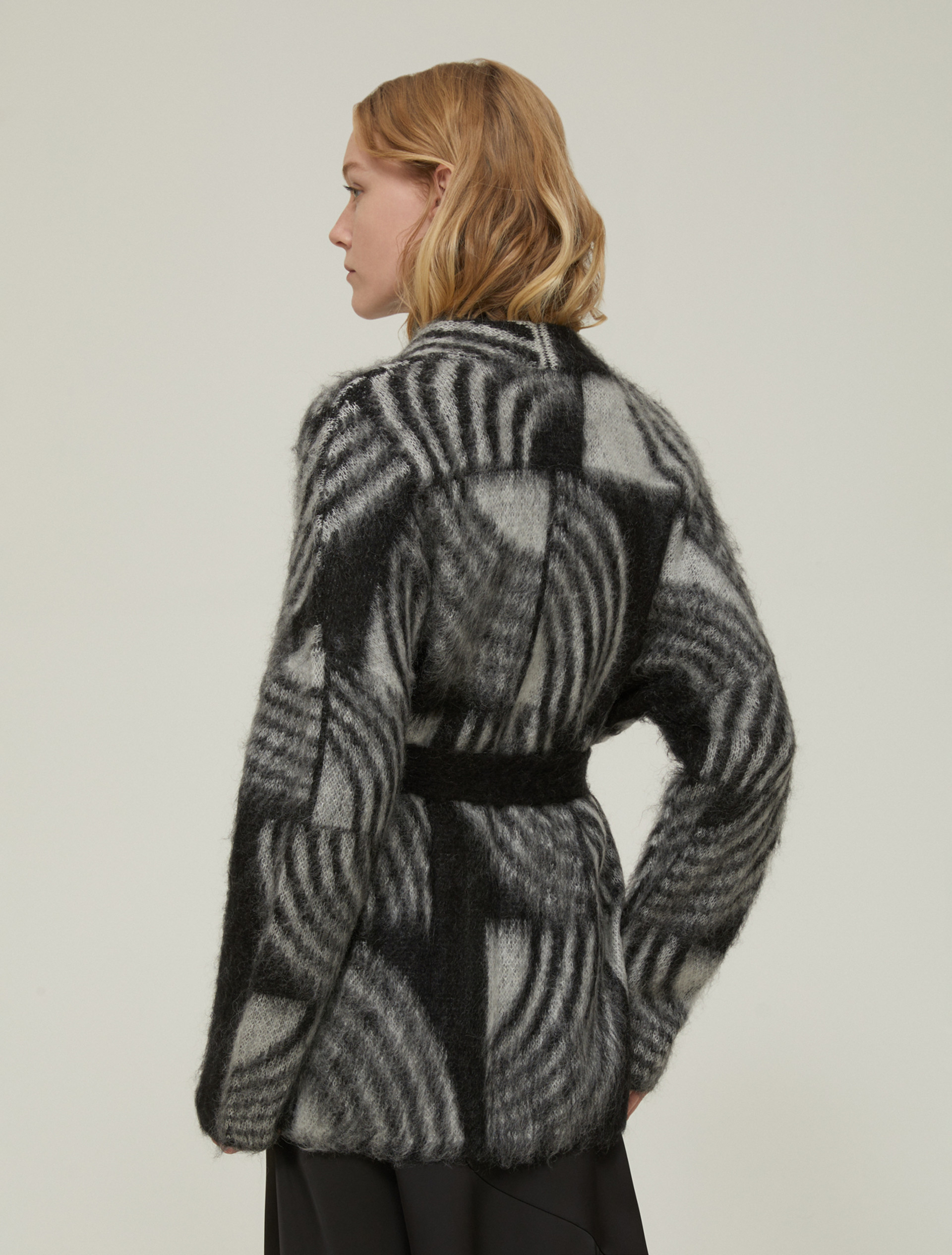 Jacquard mohair cardigan - BLACK - pennyblack