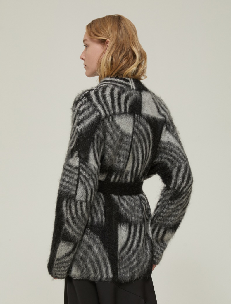 Jacquard mohair cardigan - BLACK - pennyblack