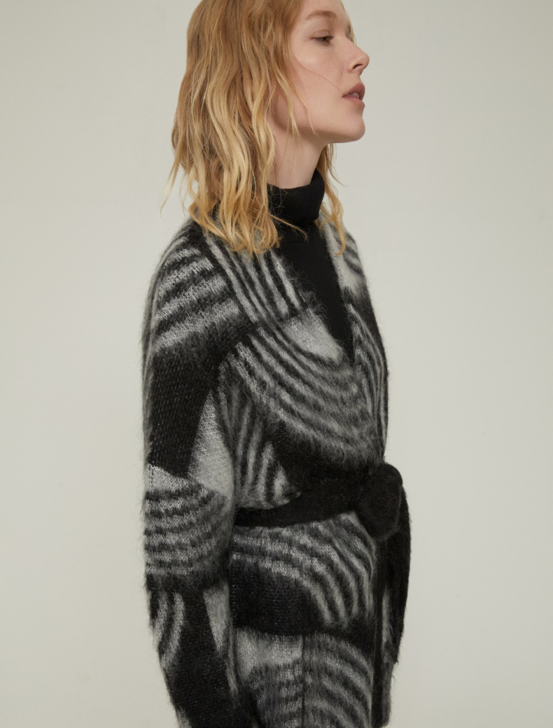 Jacquard mohair cardigan - BLACK - pennyblack