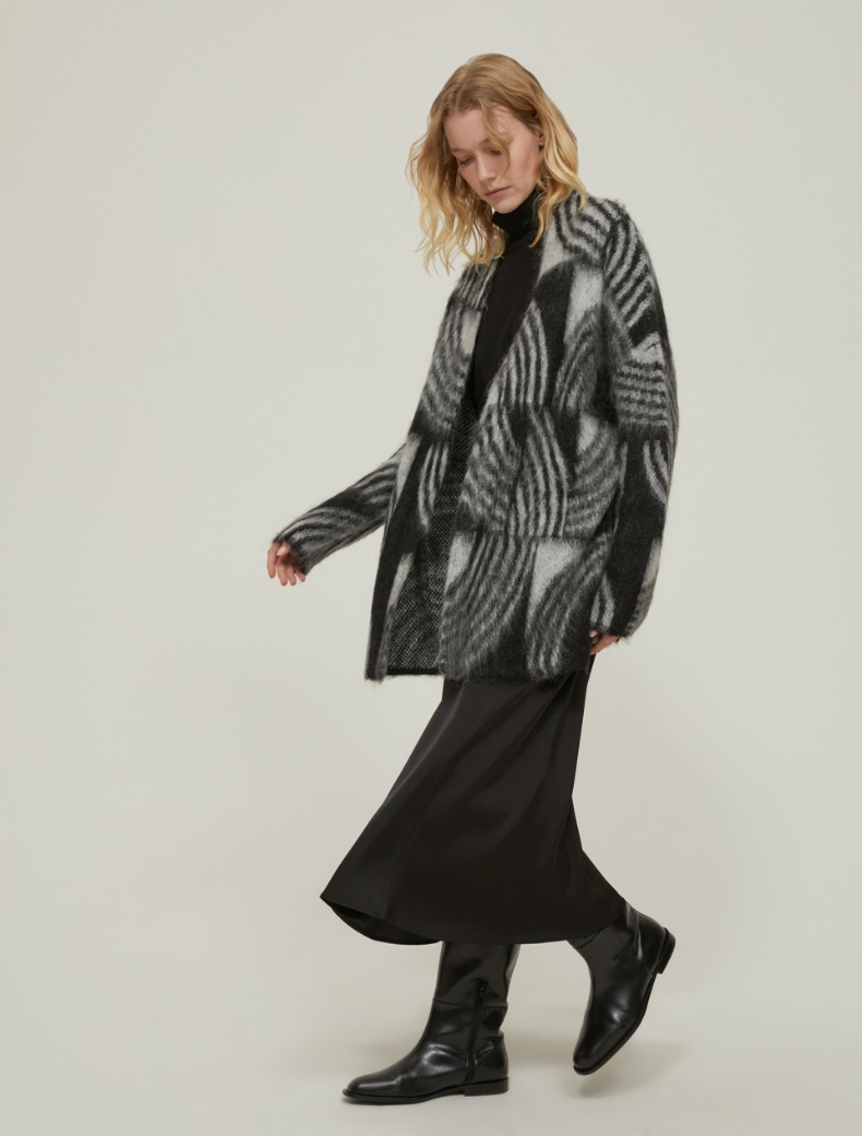 Jacquard mohair cardigan - BLACK - pennyblack