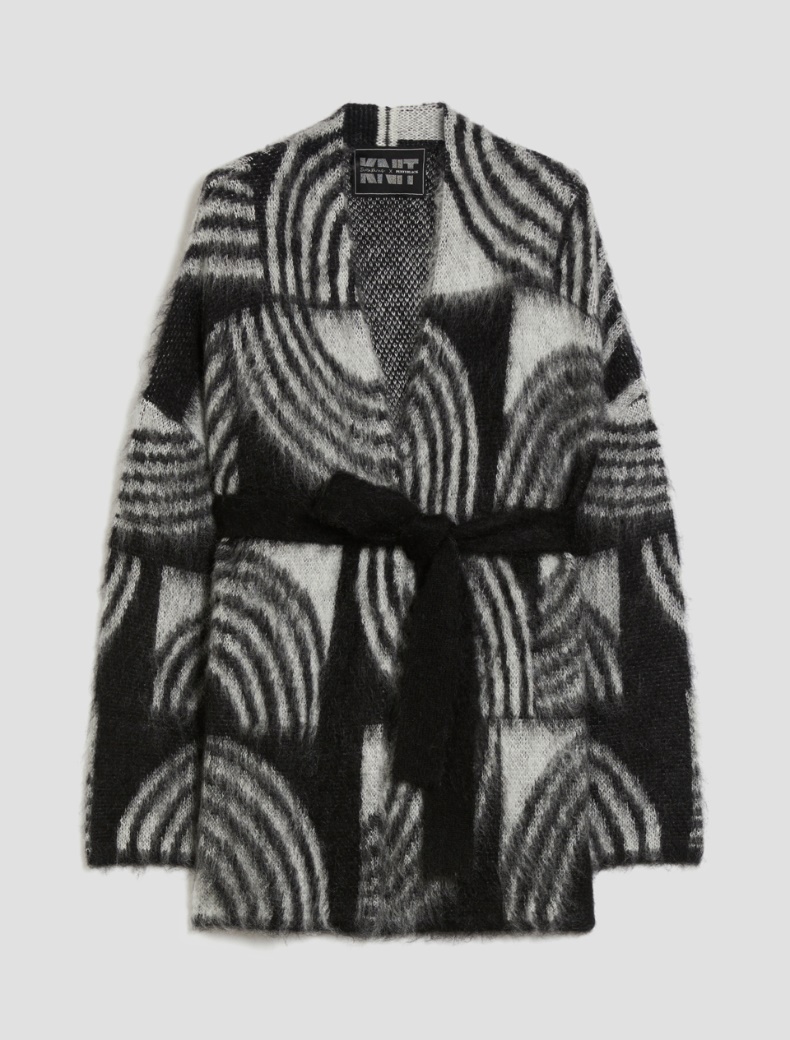 Jacquard mohair cardigan - BLACK - pennyblack