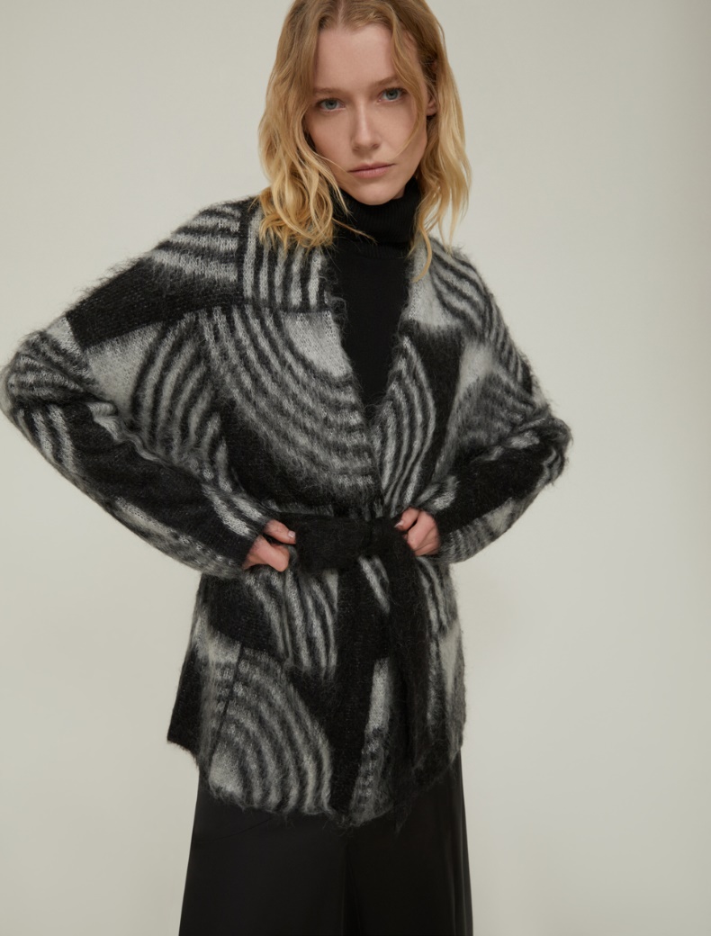 Jacquard mohair cardigan - BLACK - pennyblack