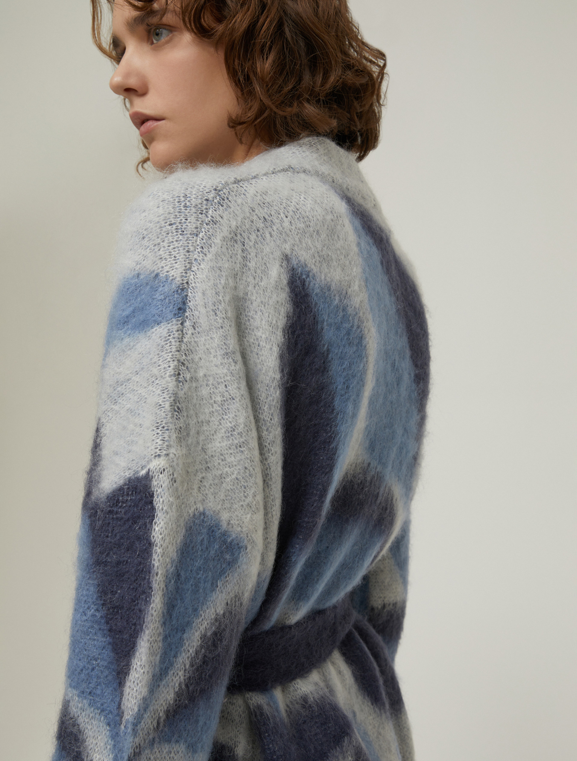 Jacquard mohair cardigan - NAVY - pennyblack