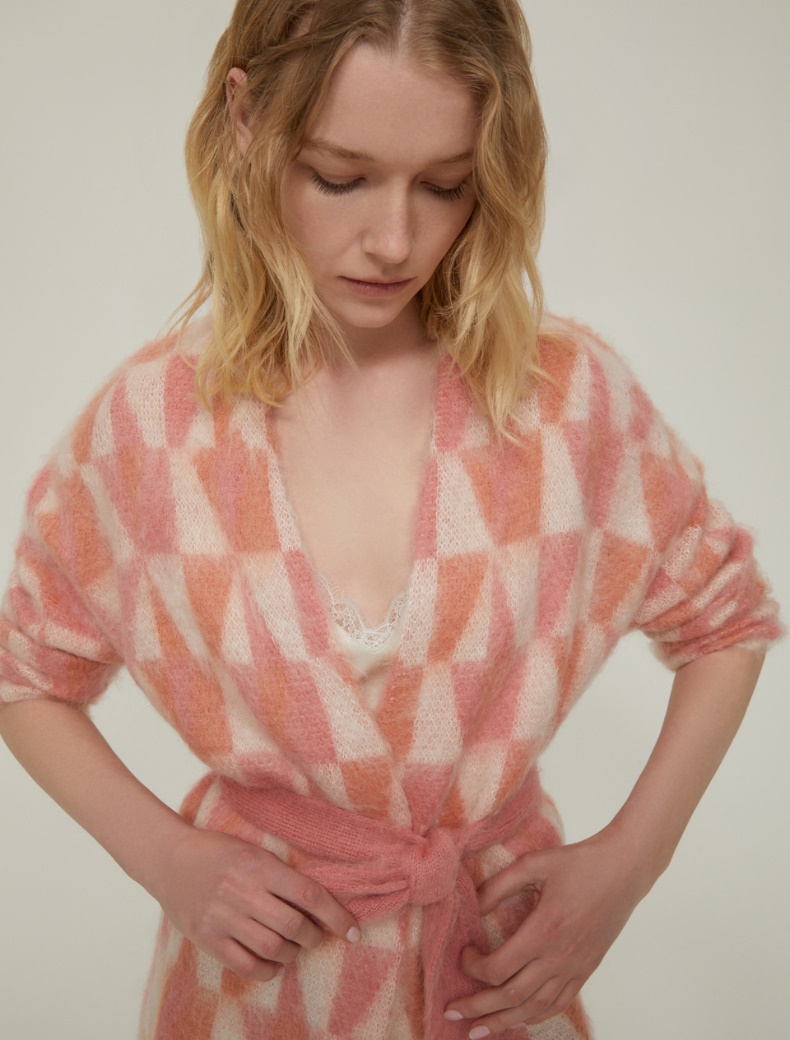 Jacquard mohair cardigan - PINK - pennyblack