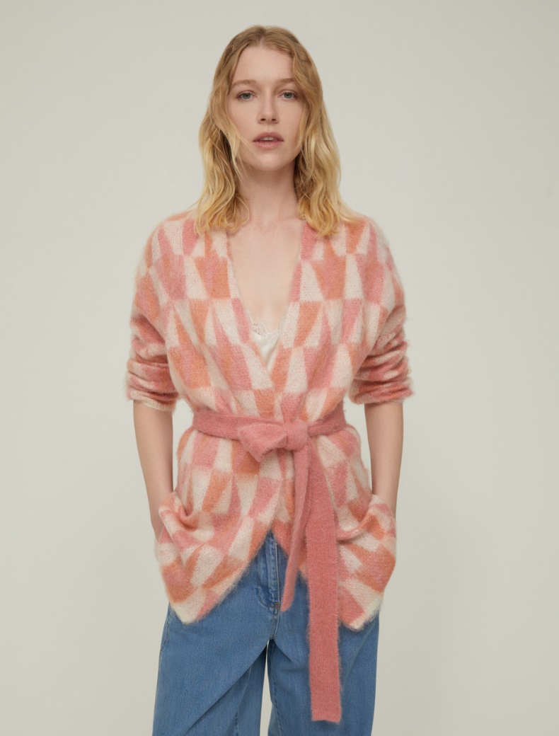 Jacquard mohair cardigan - PINK - pennyblack