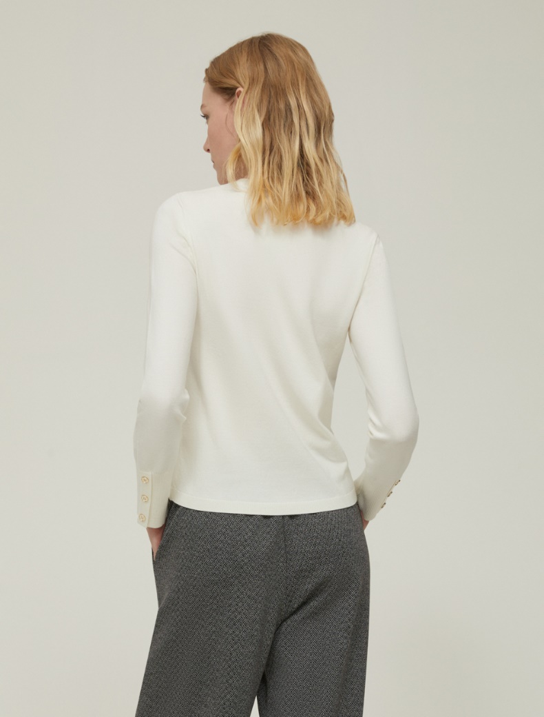Slim-fit stretch knit sweater - WOOL WHITE - pennyblack