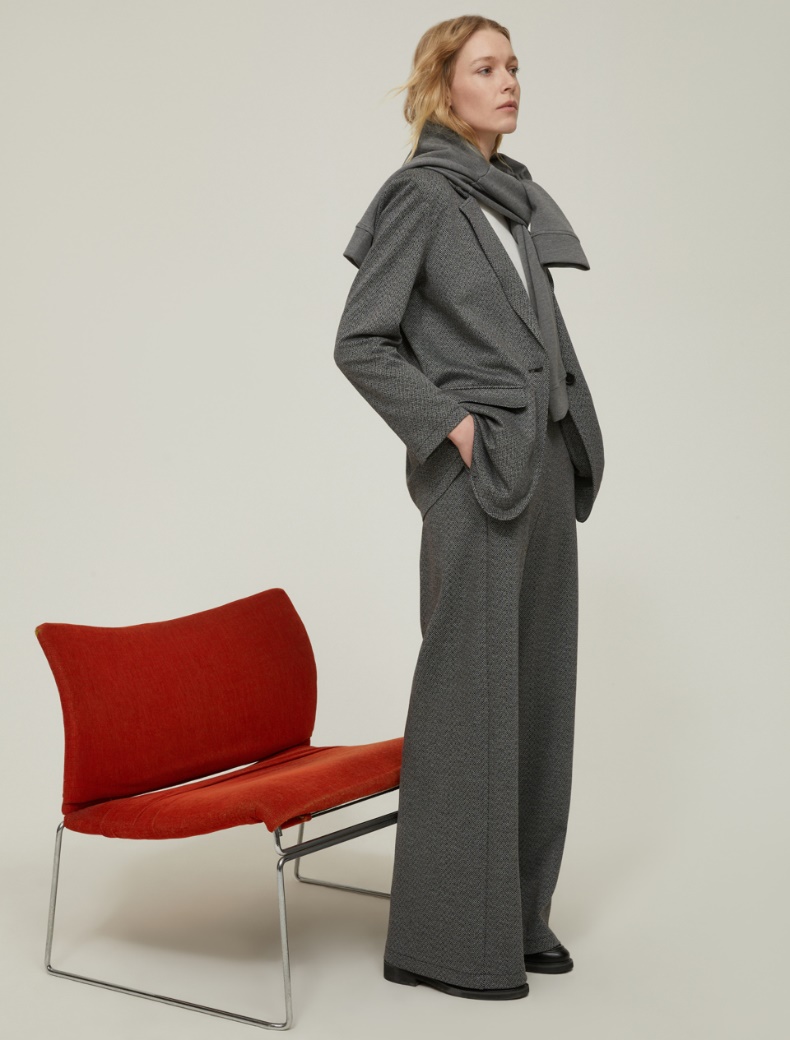 Slim-fit stretch knit sweater - WOOL WHITE - pennyblack