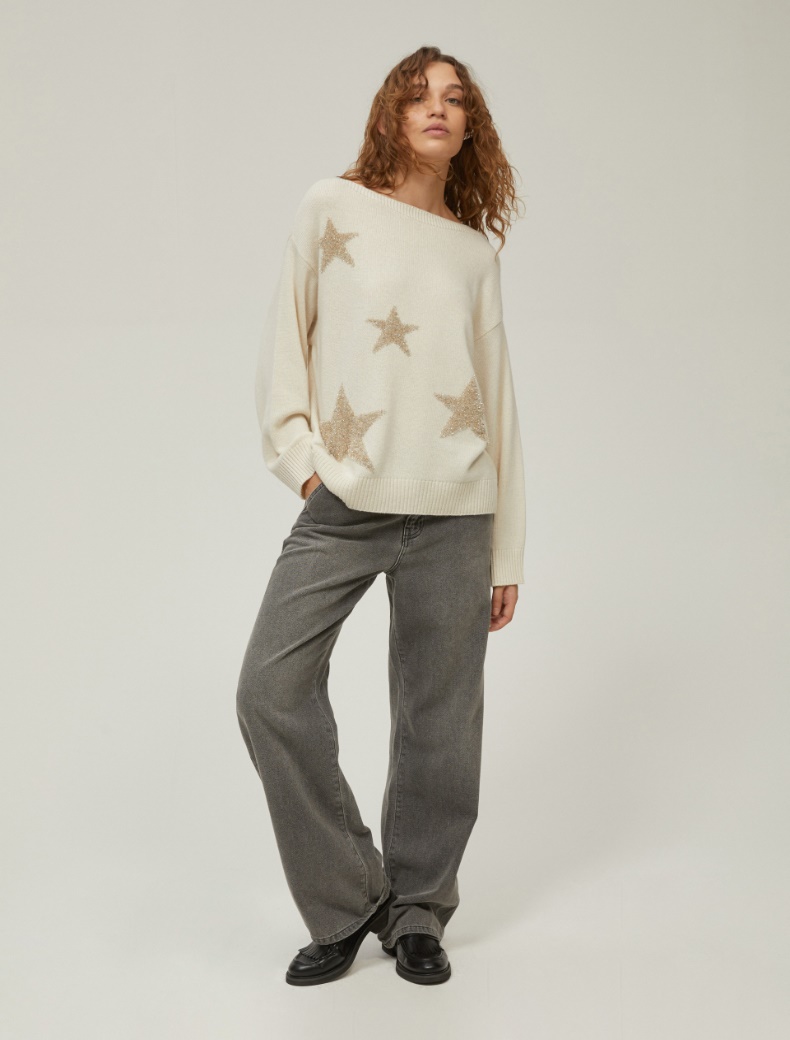 Lamé-star sweater - CREAM - pennyblack