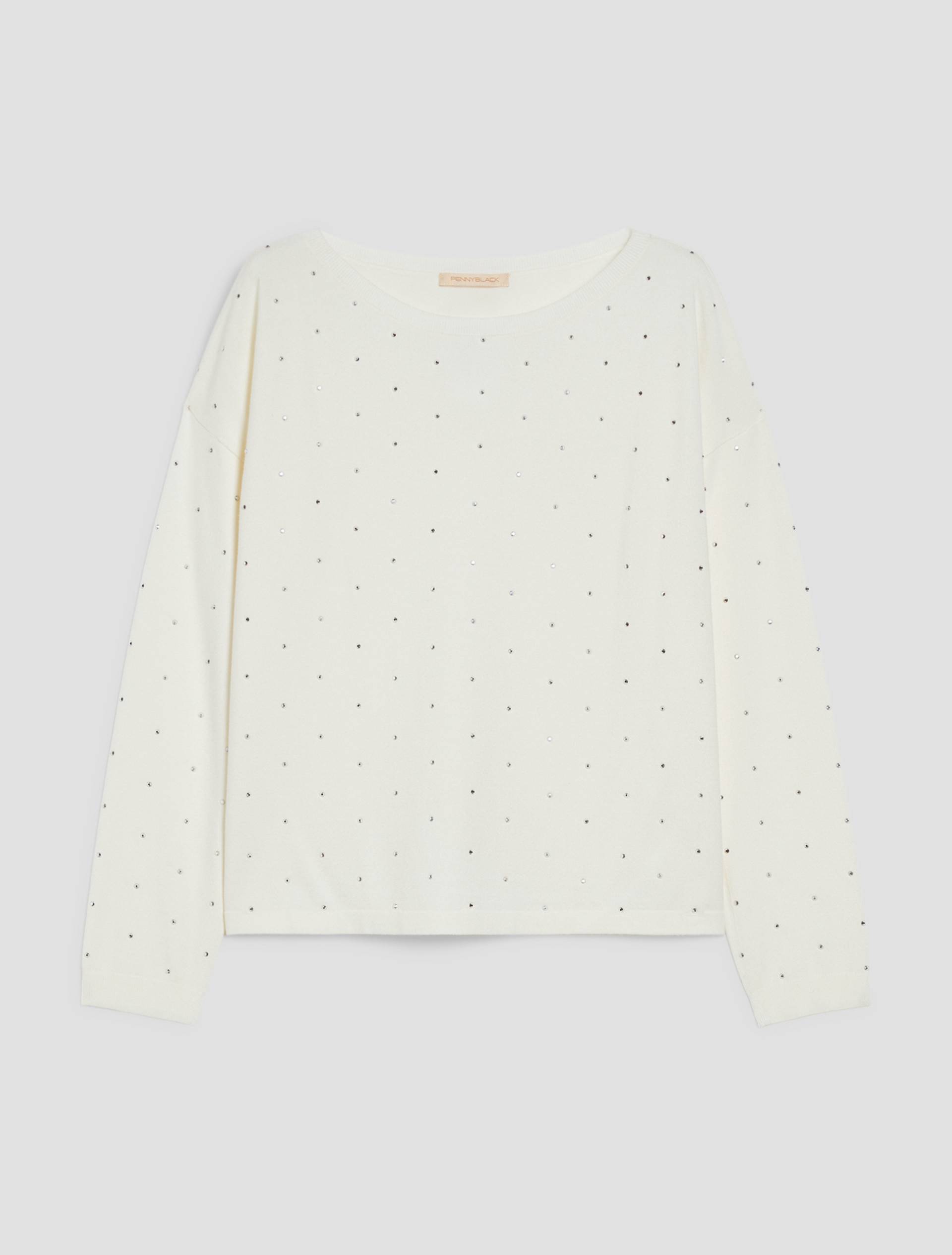 Maglia con micro-borchie - AVORIO - pennyblack