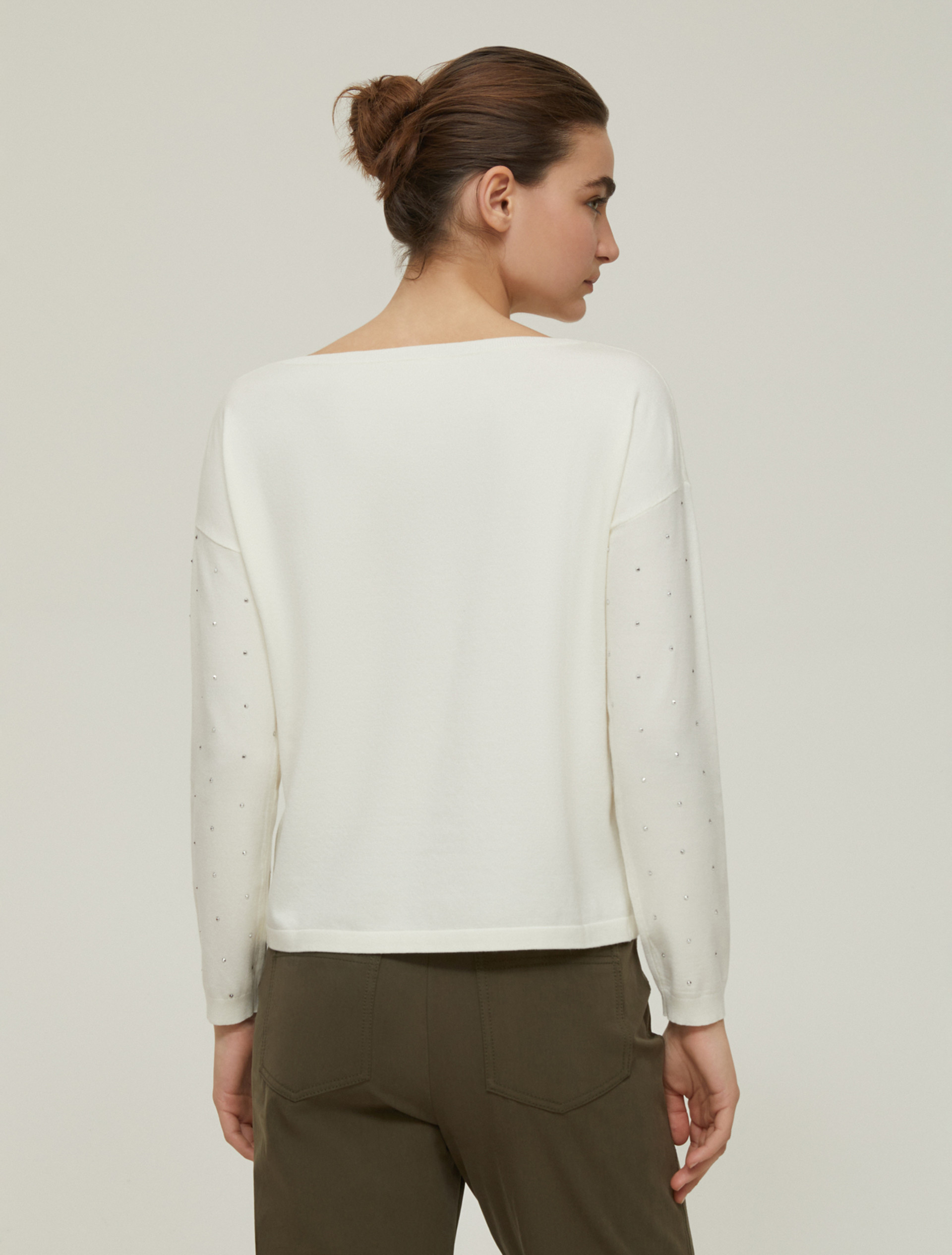 Maglia con micro-borchie - AVORIO - pennyblack