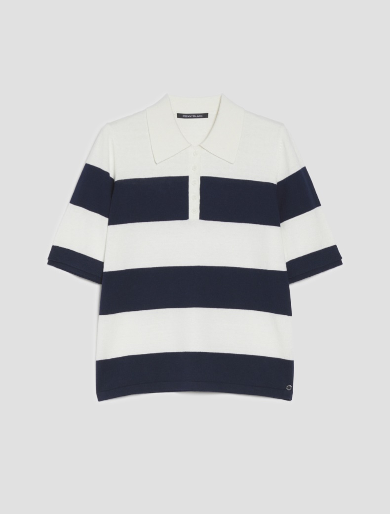 Cotton and cashmere polo shirt - IVORY - pennyblack