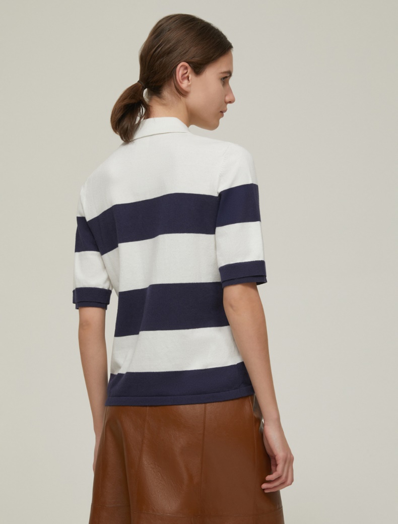 Cotton and cashmere polo shirt - IVORY - pennyblack