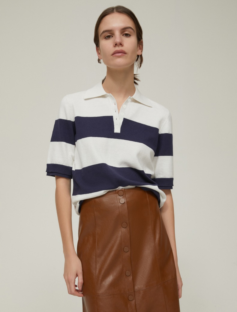 Cotton and cashmere polo shirt - IVORY - pennyblack