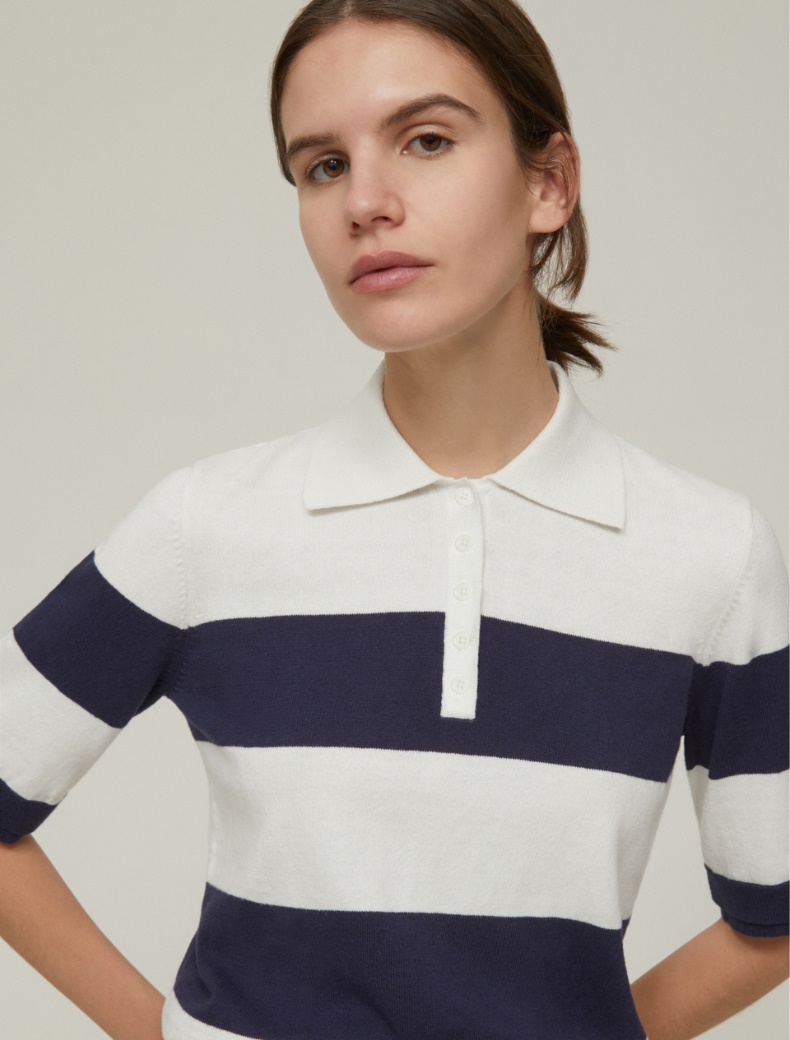 Cotton and cashmere polo shirt - IVORY - pennyblack