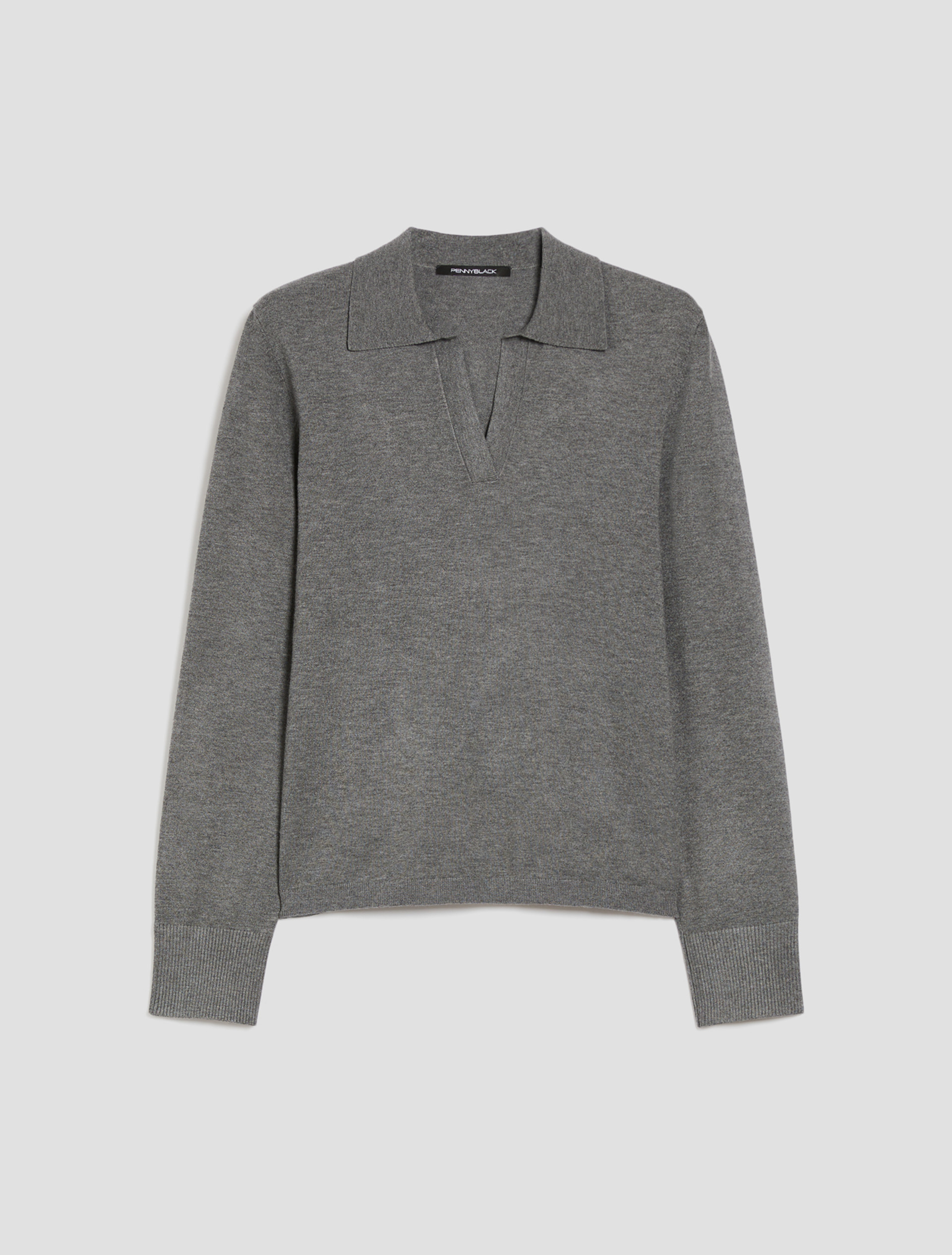 Polo in maglia stretch - GRIGIO MELANGE - pennyblack