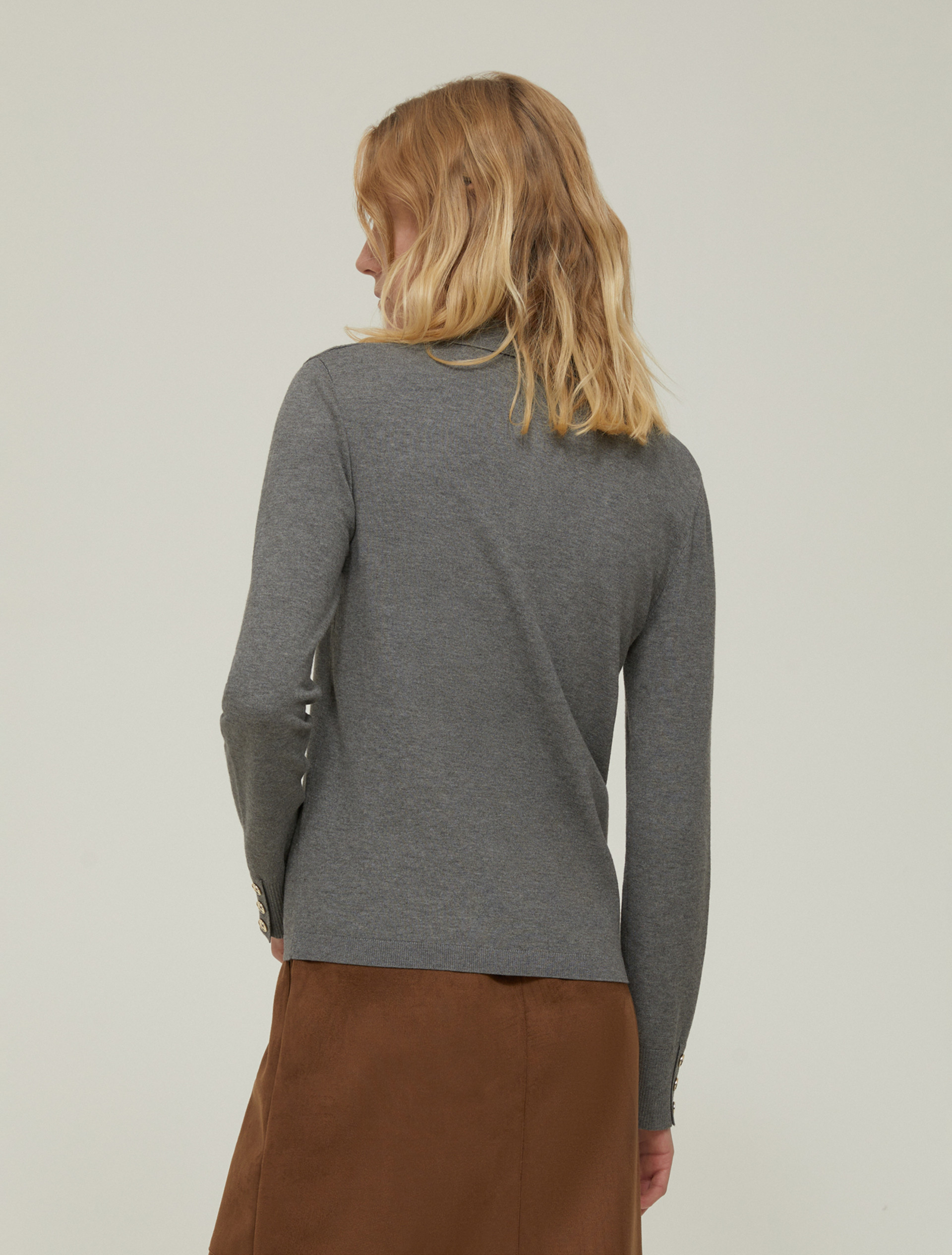 Polo in maglia stretch - GRIGIO MELANGE - pennyblack
