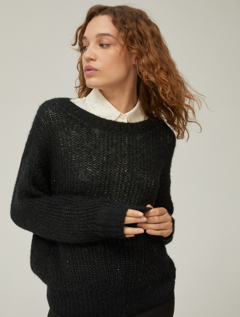 Micro-sequin sweater - BLACK - pennyblack