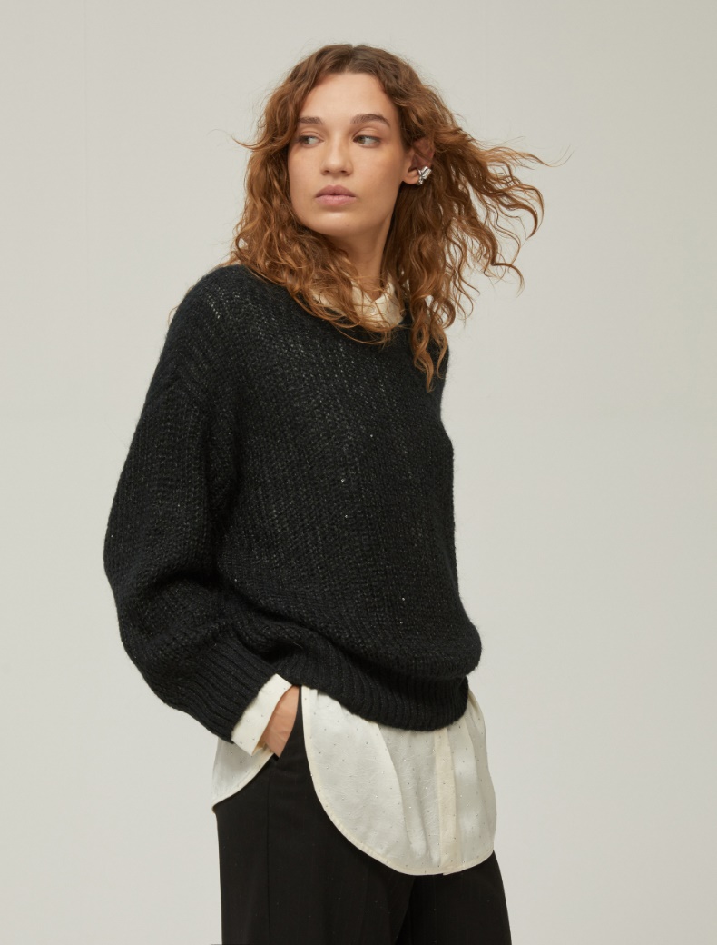 Micro-sequin sweater - BLACK - pennyblack