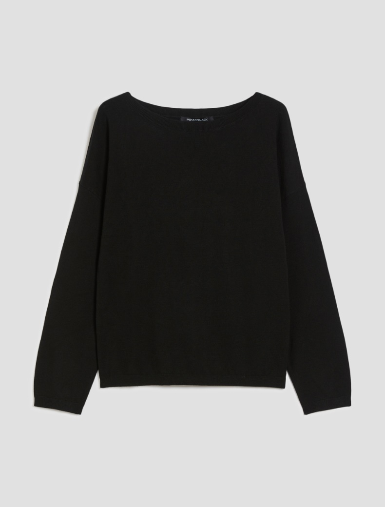 Boat-neck sweater - BLACK - pennyblack