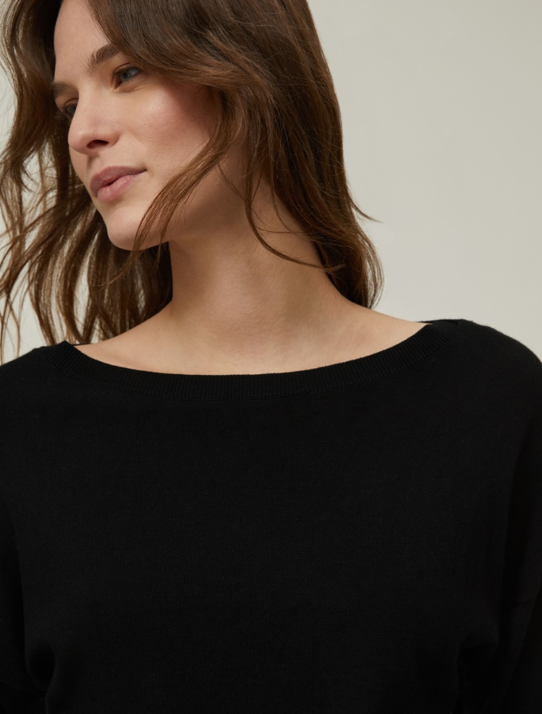 Boat-neck sweater - BLACK - pennyblack