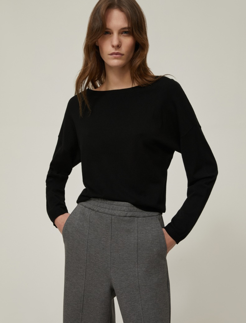 Boat-neck sweater - BLACK - pennyblack