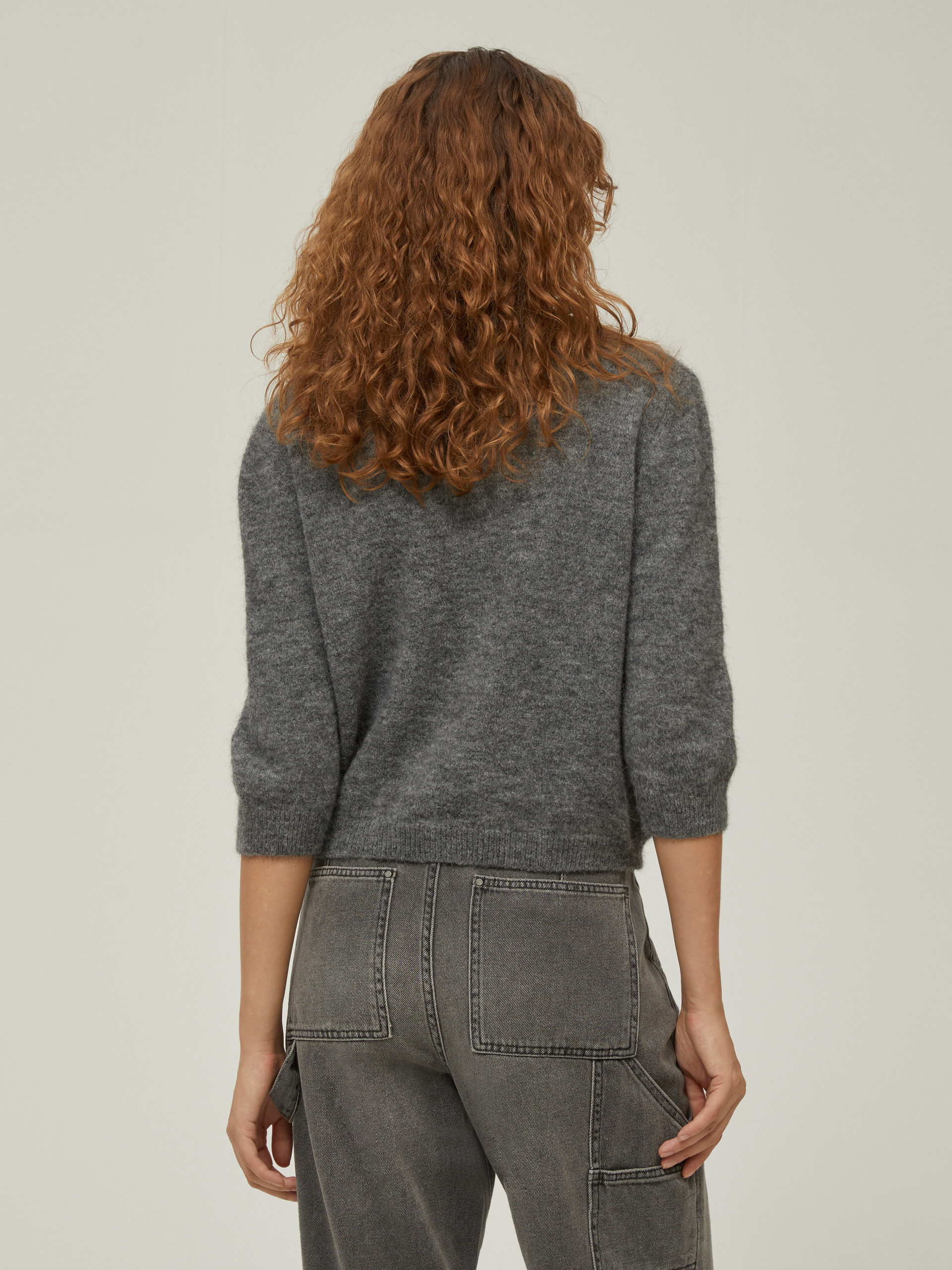 Bejewelled crew-neck sweater - MELANGE GREY - pennyblack
