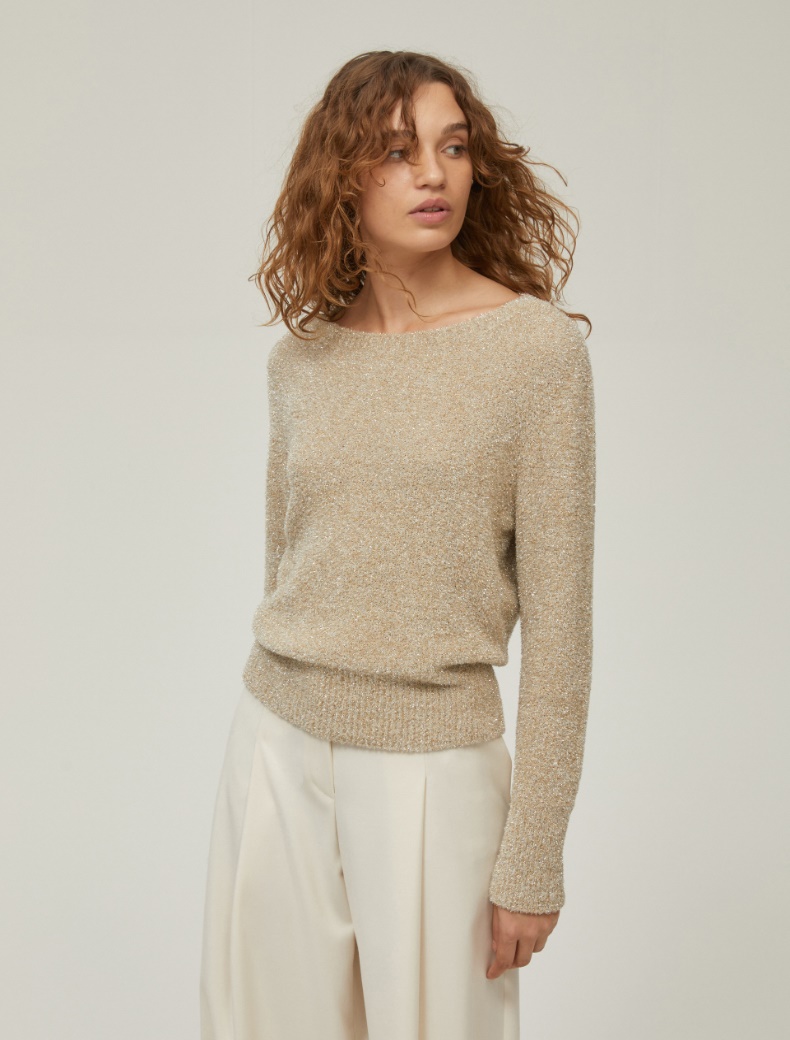 Fluffy lamé knit sweater - GOLD - pennyblack