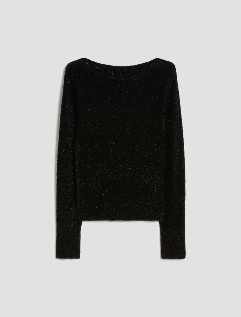 Fluffy lamé knit sweater Fluffy lamé knit sweater - BLACK - pennyblack