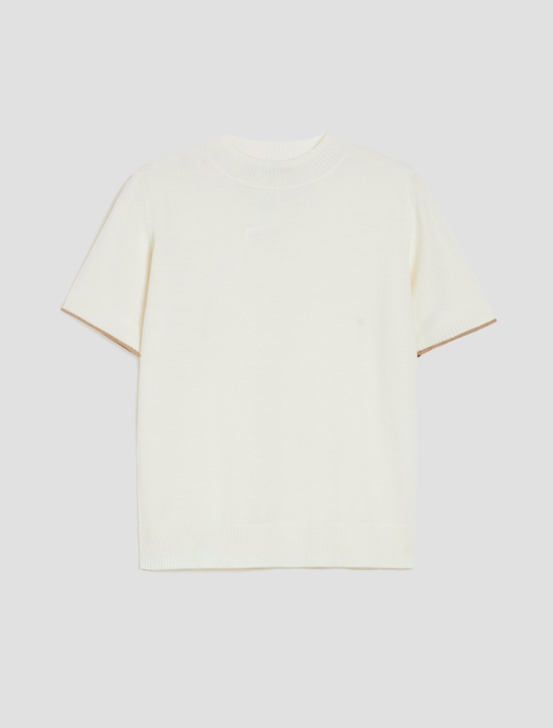 Fine pure wool mock polo-neck sweater - IVORY - pennyblack