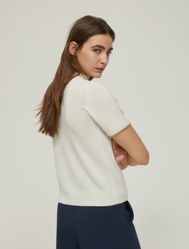 Fine pure wool mock polo-neck sweater - IVORY - pennyblack
