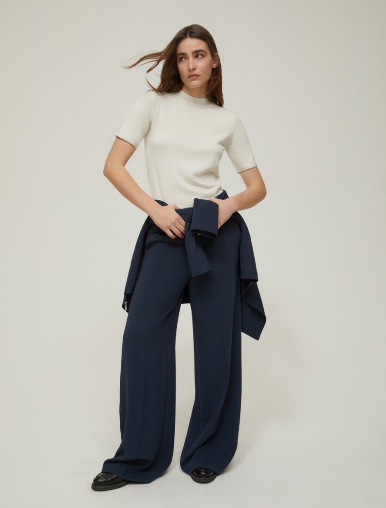 Fine pure wool mock polo-neck sweater - IVORY - pennyblack