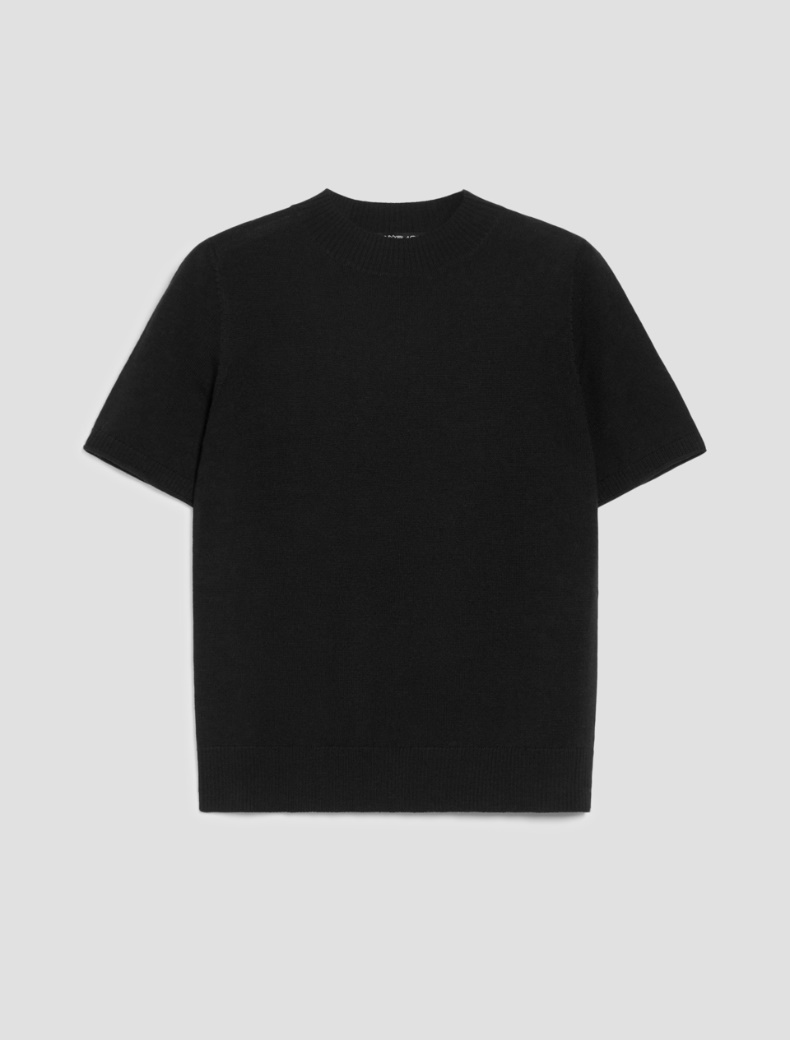 Fine pure wool mock polo-neck sweater - BLACK - pennyblack