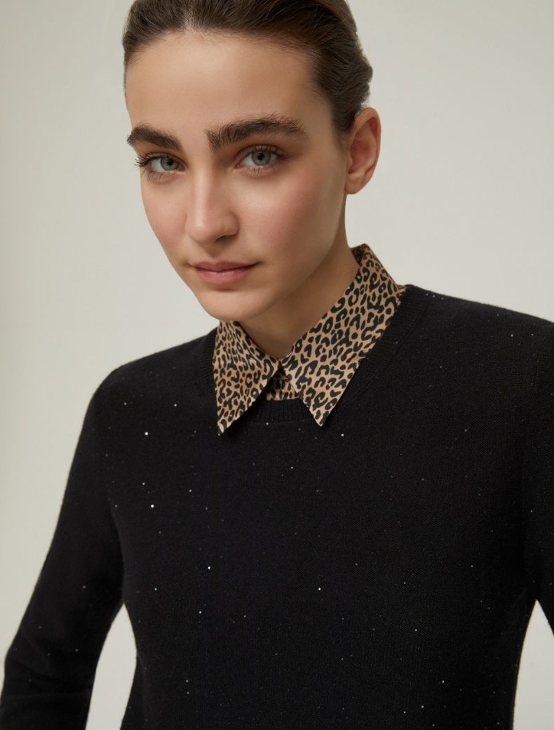 Micro-sequin sweater - BLACK - pennyblack