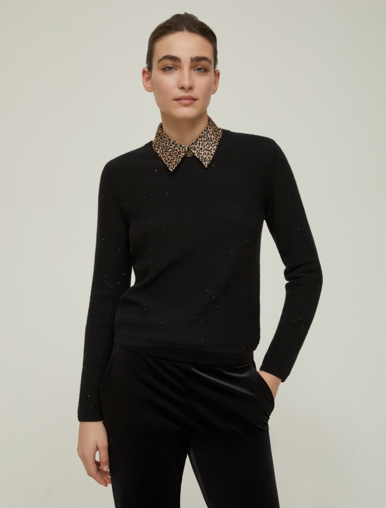 Micro-sequin sweater - BLACK - pennyblack