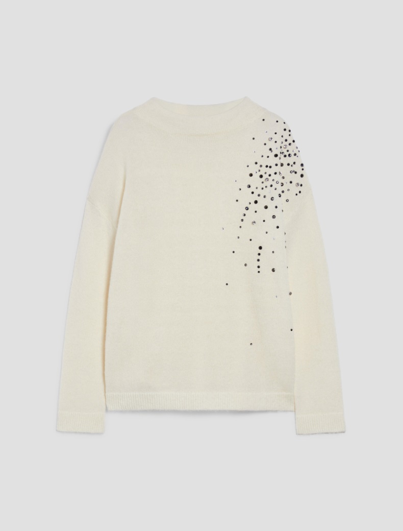 Rhinestone-adorned alpaca-blend sweater - IVORY - pennyblack