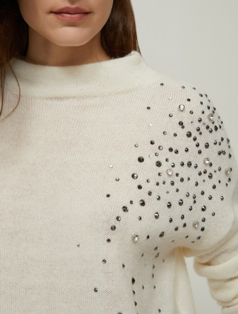 Rhinestone-adorned alpaca-blend sweater - IVORY - pennyblack