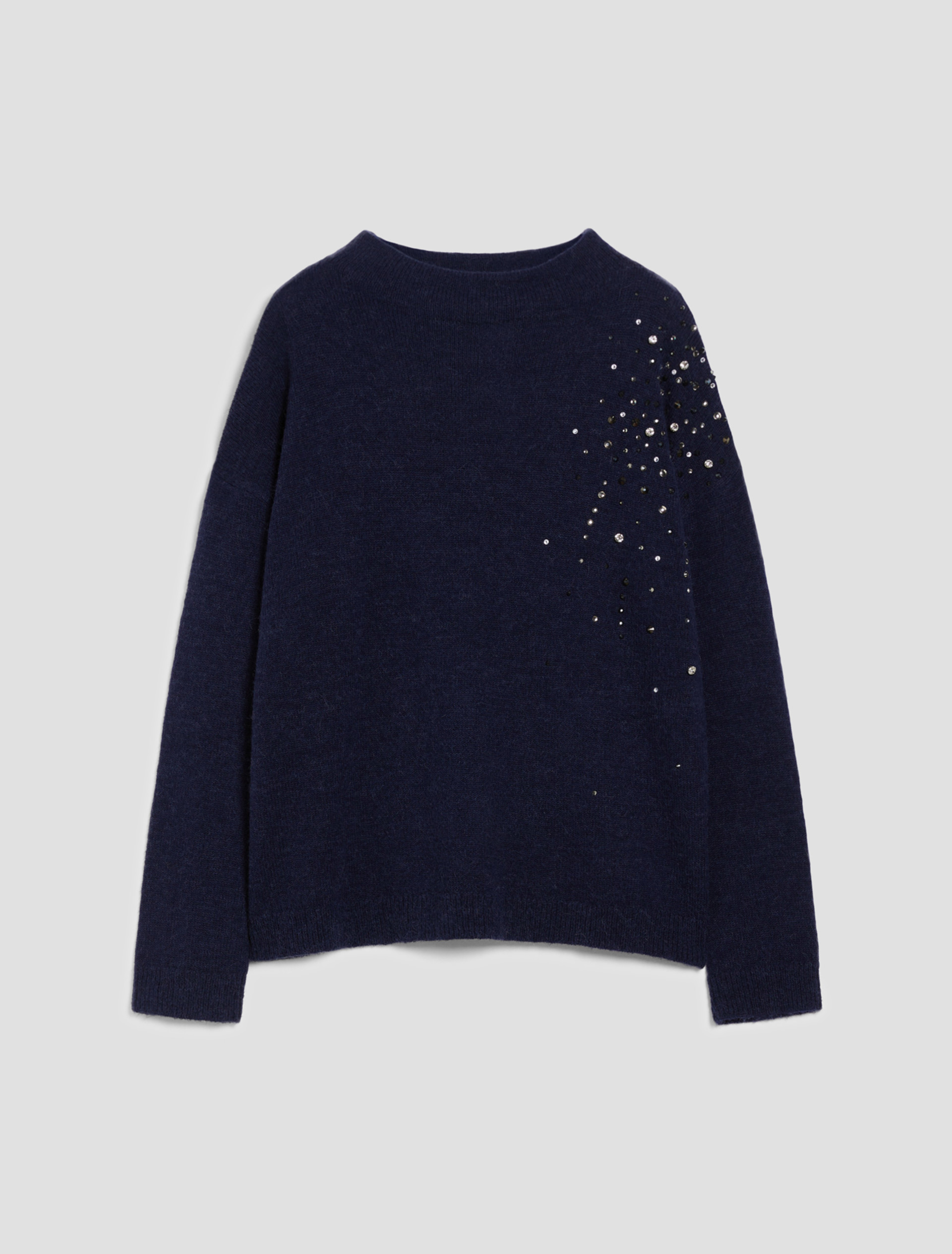 Rhinestone-adorned alpaca-blend sweater - NAVY - pennyblack
