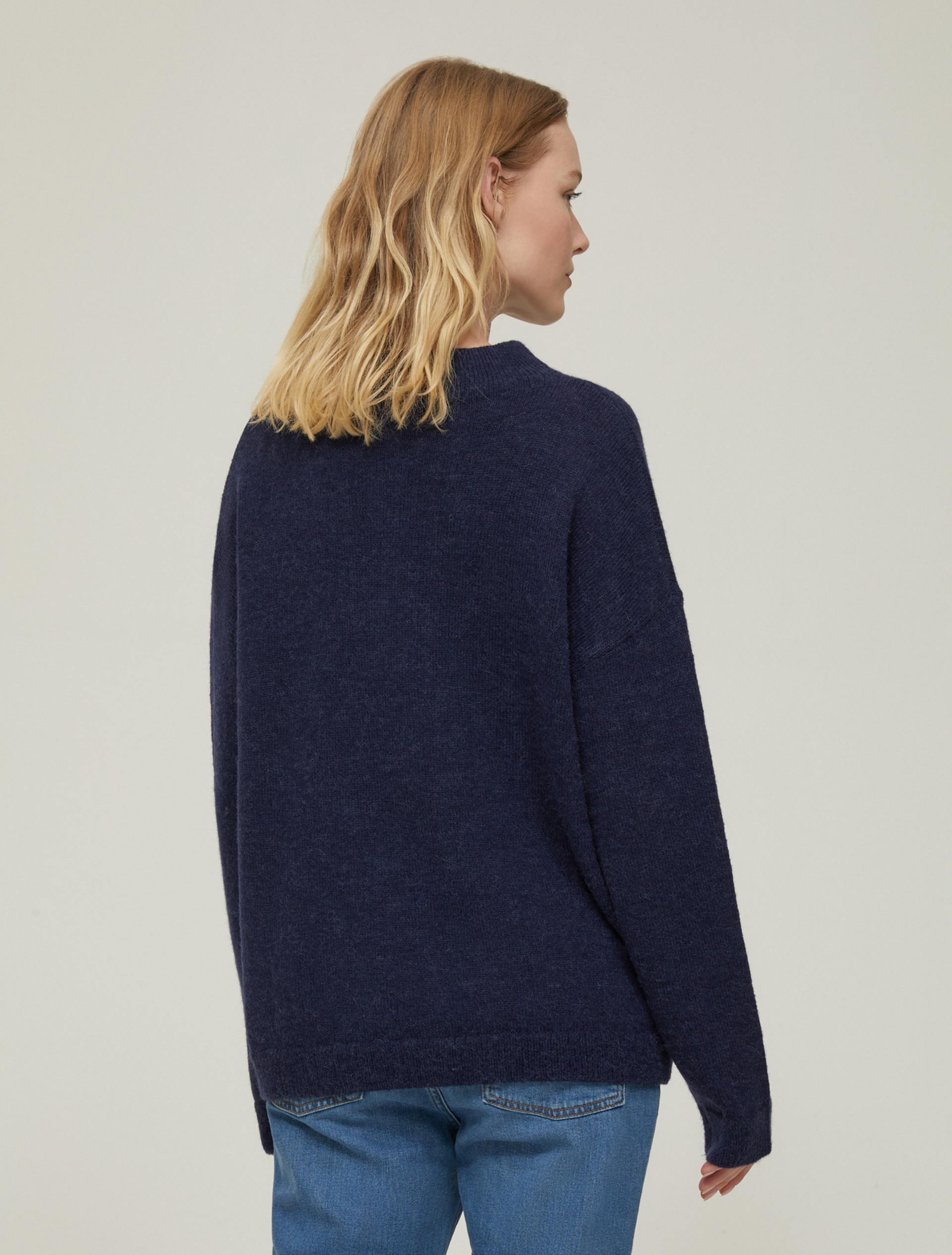 Rhinestone-adorned alpaca-blend sweater - NAVY - pennyblack