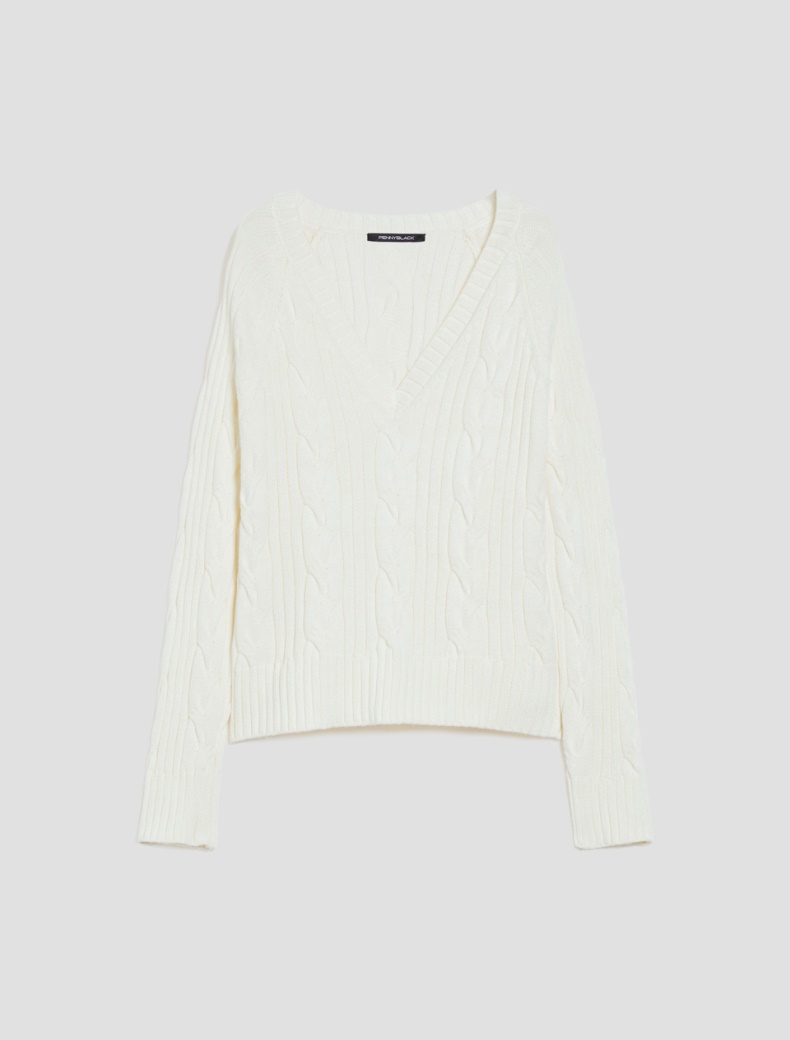 Cable-knit and ribbed jumper - IVORY - pennyblack