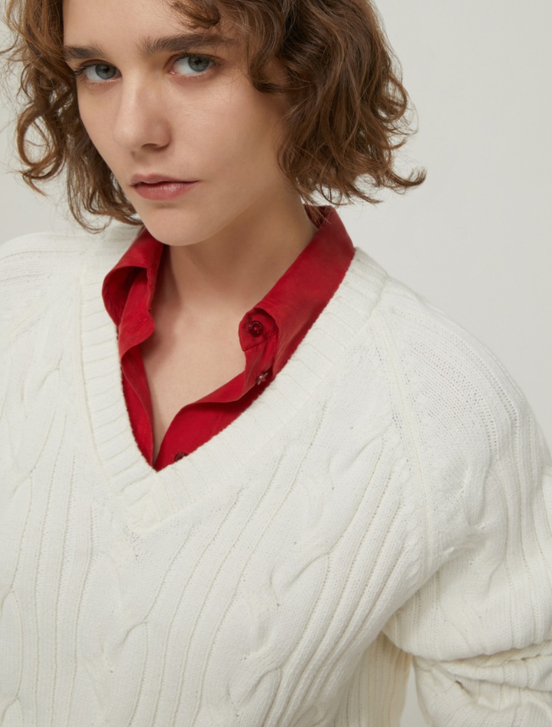 Cable-knit and ribbed jumper - IVORY - pennyblack