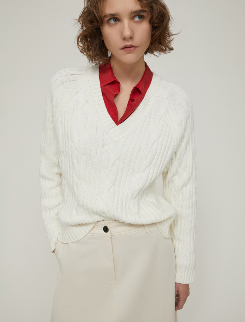 Cable-knit and ribbed jumper - IVORY - pennyblack