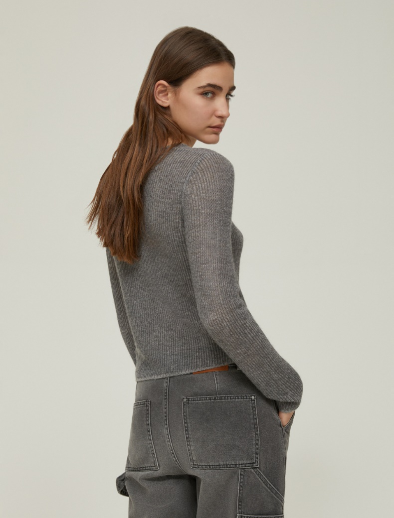 Laminated-look sweater - MELANGE GREY - pennyblack
