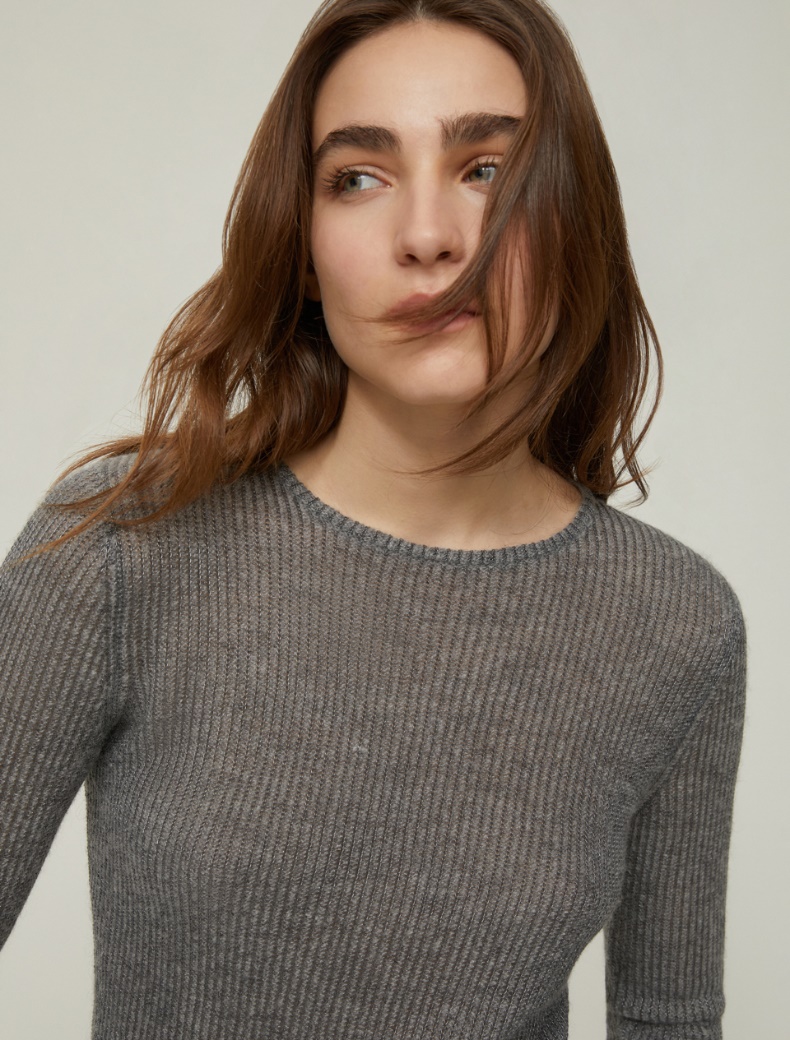 Laminated-look sweater - MELANGE GREY - pennyblack