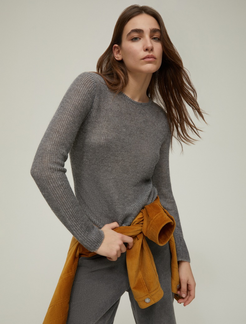 Laminated-look sweater - MELANGE GREY - pennyblack
