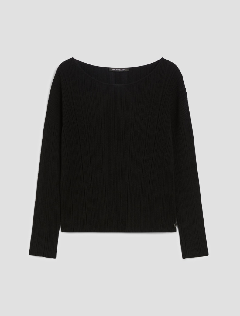 Slim-fit multi-rib sweater - BLACK - pennyblack